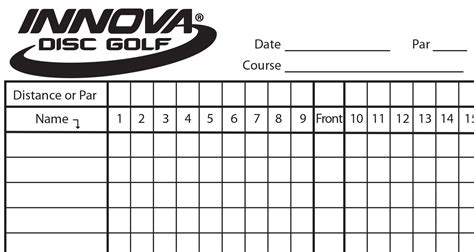 Printable Disc Golf Score Cards