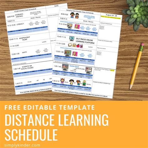 Printable Distance Learning Schedule