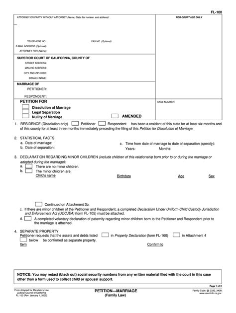 Printable Divorce Papers California