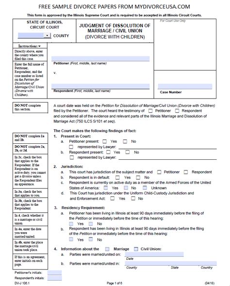 Printable Divorce Papers Illinois