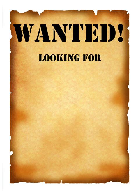 Printable Downloadable Wanted Poster Template