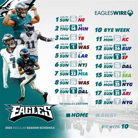 Printable Eagles Schedule 2023