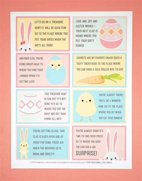 Printable Easter Egg Scavenger Hunt