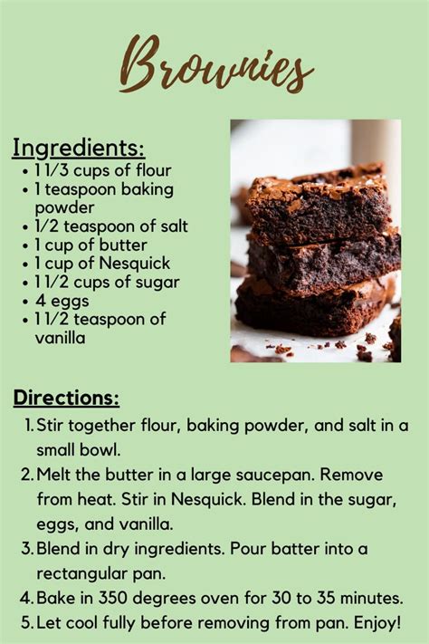 Printable Easy Brownie Recipe
