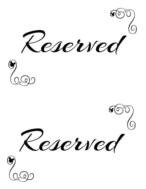 Printable Editable Free Printable Reserved Table Signs Template