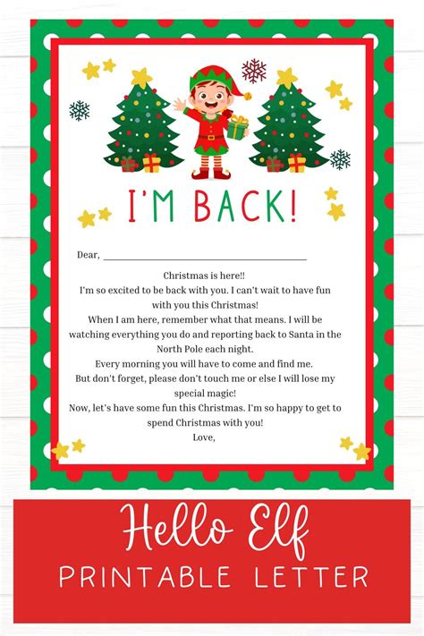 Printable Elf On The Shelf Welcome Back Letter