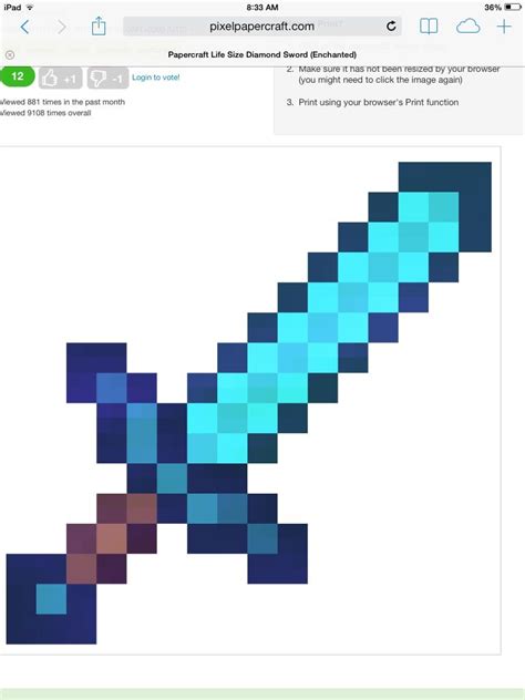 Printable Enchanted Minecraft Diamond Sword
