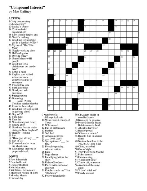 Printable Eugene Sheffer Crossword