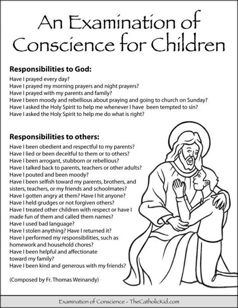Printable Examination Of Conscience Worksheet