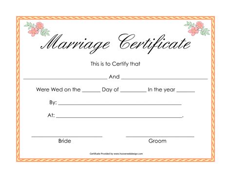 Printable Fake Marriage Certificate