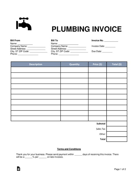 Printable Fake Plumbing Receipts