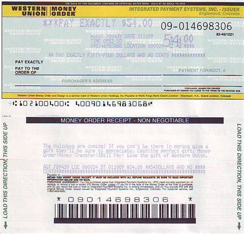 Printable Fake Western Union Money Order
