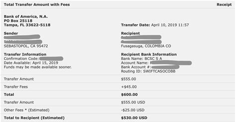 Printable Fake Wire Transfer Receipt