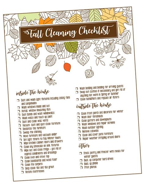 Printable Fall Cleaning Checklist