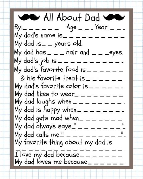 Printable Fathers Day Questionnaire