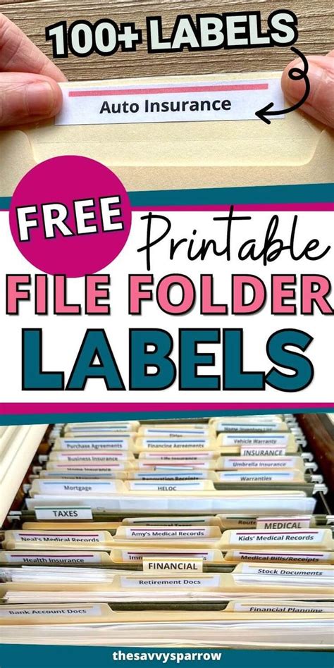 Printable File Folder Tabs