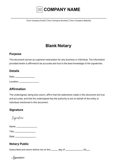 Printable Fill In Blank Notary Template