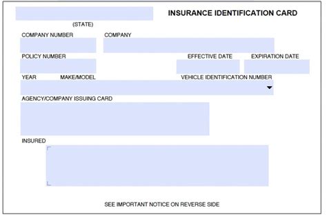 Printable Fillable Fake Car Insurance Card Template