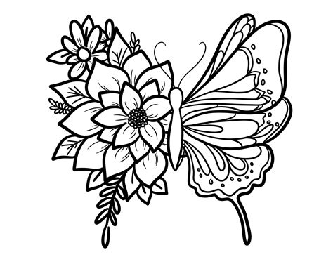 Printable Flower Butterfly Coloring Pages