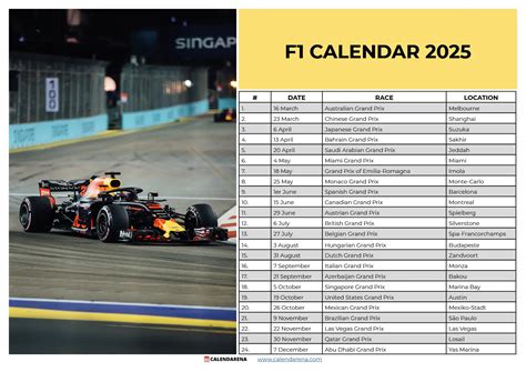 Printable Formula 1 Schedule 2025 Schedule