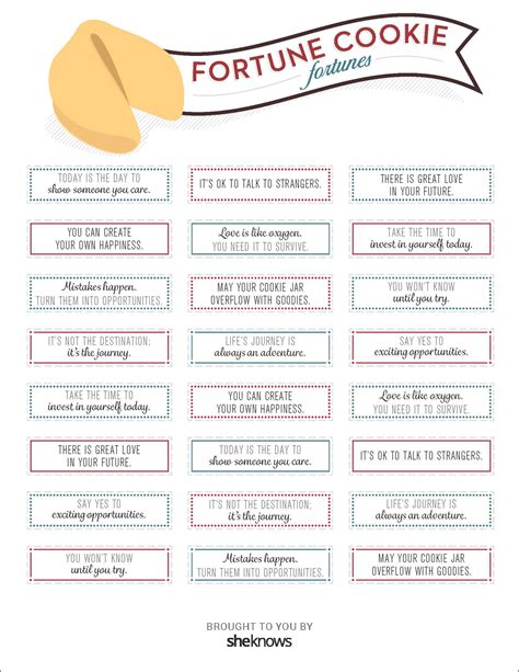 Printable Fortune Cookie Fortunes