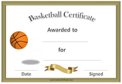 Printable Free Customizable Basketball Certificates