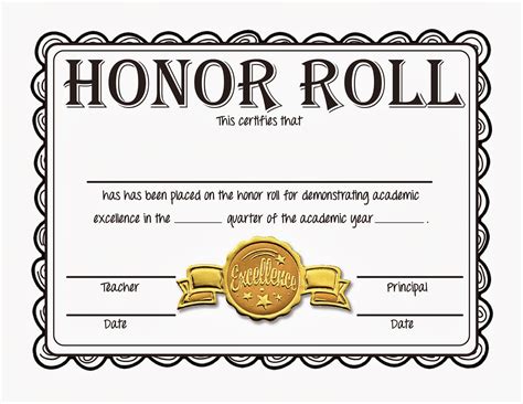 Printable Free Editable Honor Roll Certificate Template