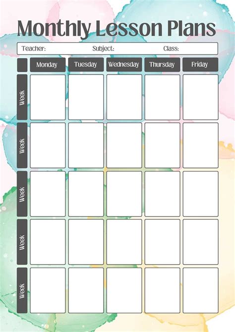 Printable Free Lesson Plan Calendar