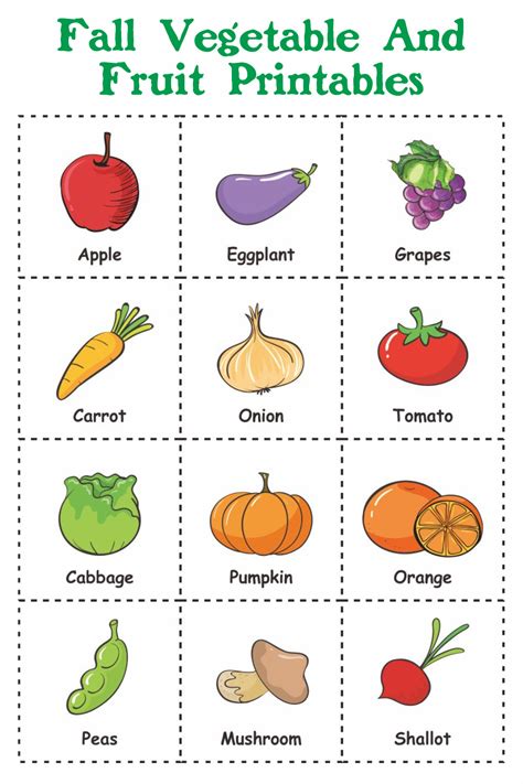 Printable Fruit And Vegetable