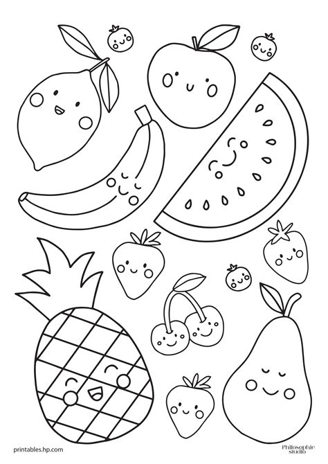 Printable Fruit Pictures for Kids to Color