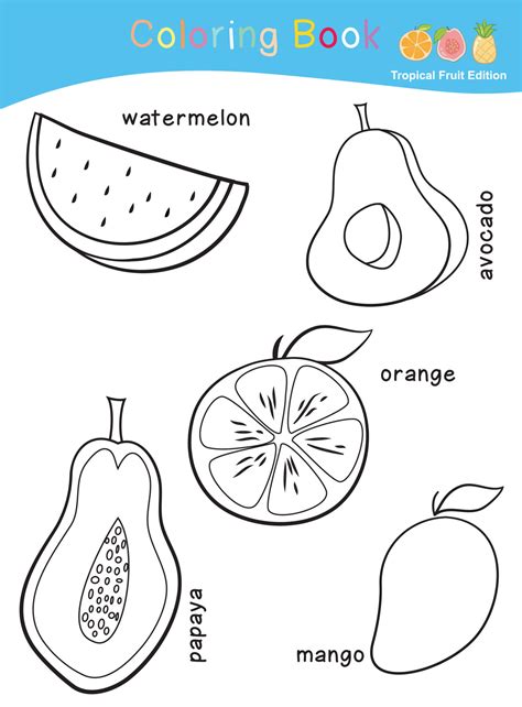Printable Fruits Coloring Worksheet