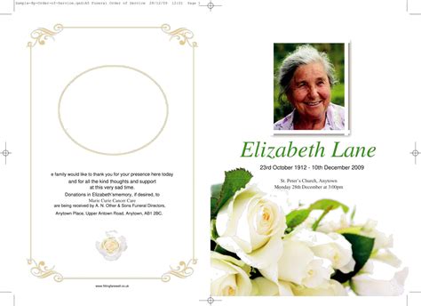 Printable Funeral Program Template Word