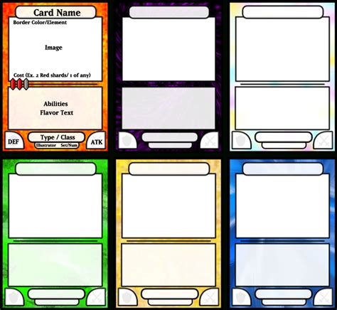 Printable Game Card Template Color