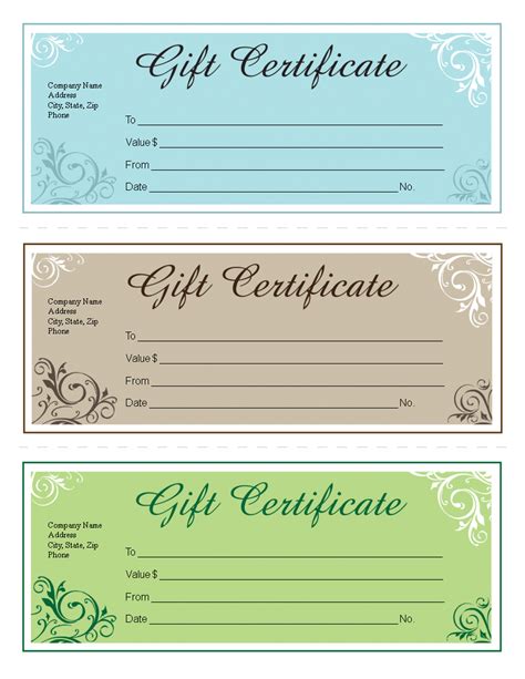 Printable Gift Certificate Template