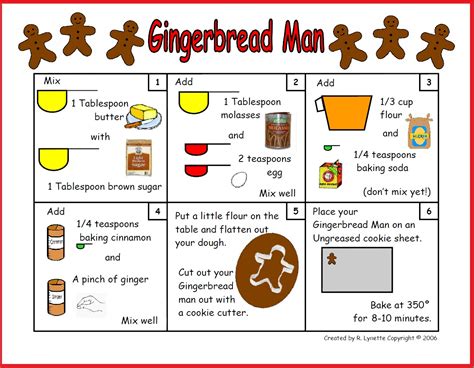 Printable Gingerbread Man Recipe For Preschoolers