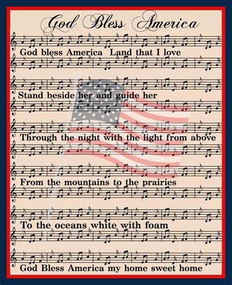 Printable God Bless America Lyrics