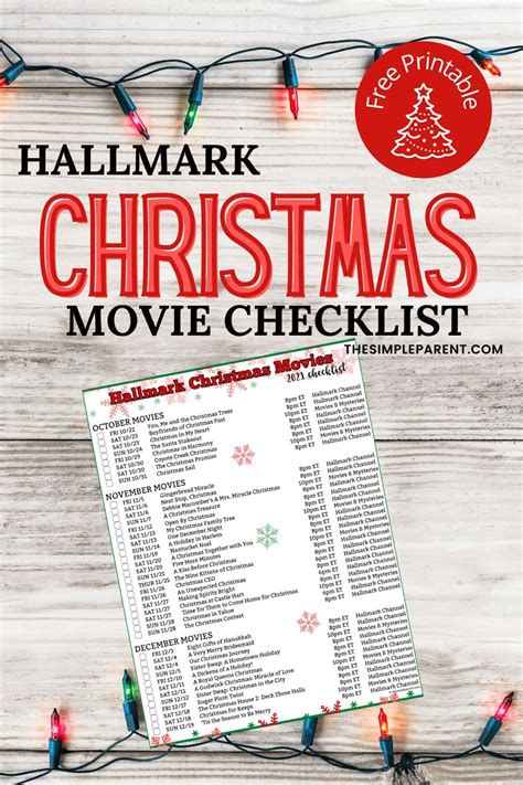 Printable Hallmark Christmas Movie Schedule