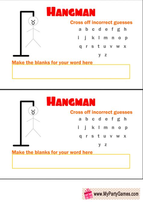 Printable Hangman Game