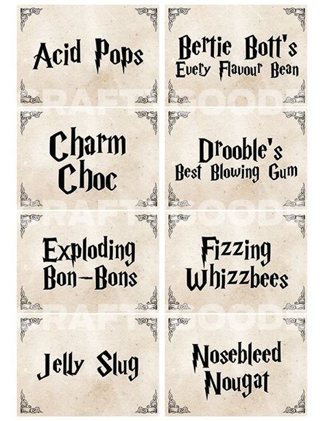 Printable Harry Potter Candy