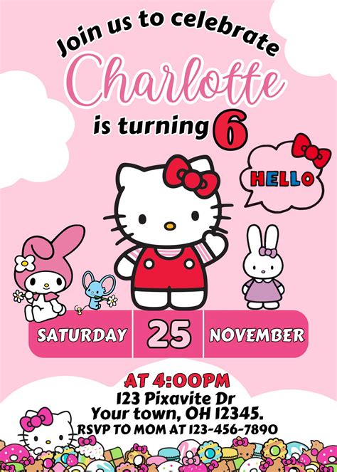 Printable Hello Kitty Birthday Invitations Free