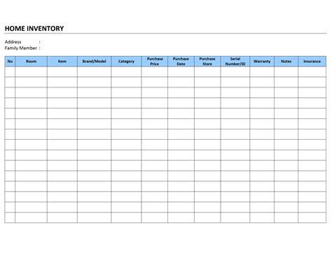Printable Home Inventory Forms