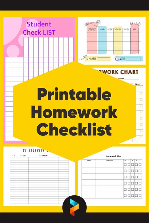Printable Homework Checklist Template
