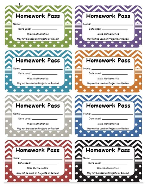 Printable Homework Pass