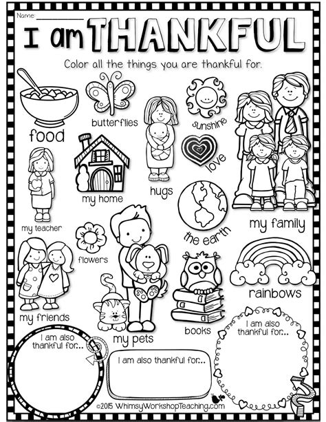 Printable I Am Thankful For Coloring Pages