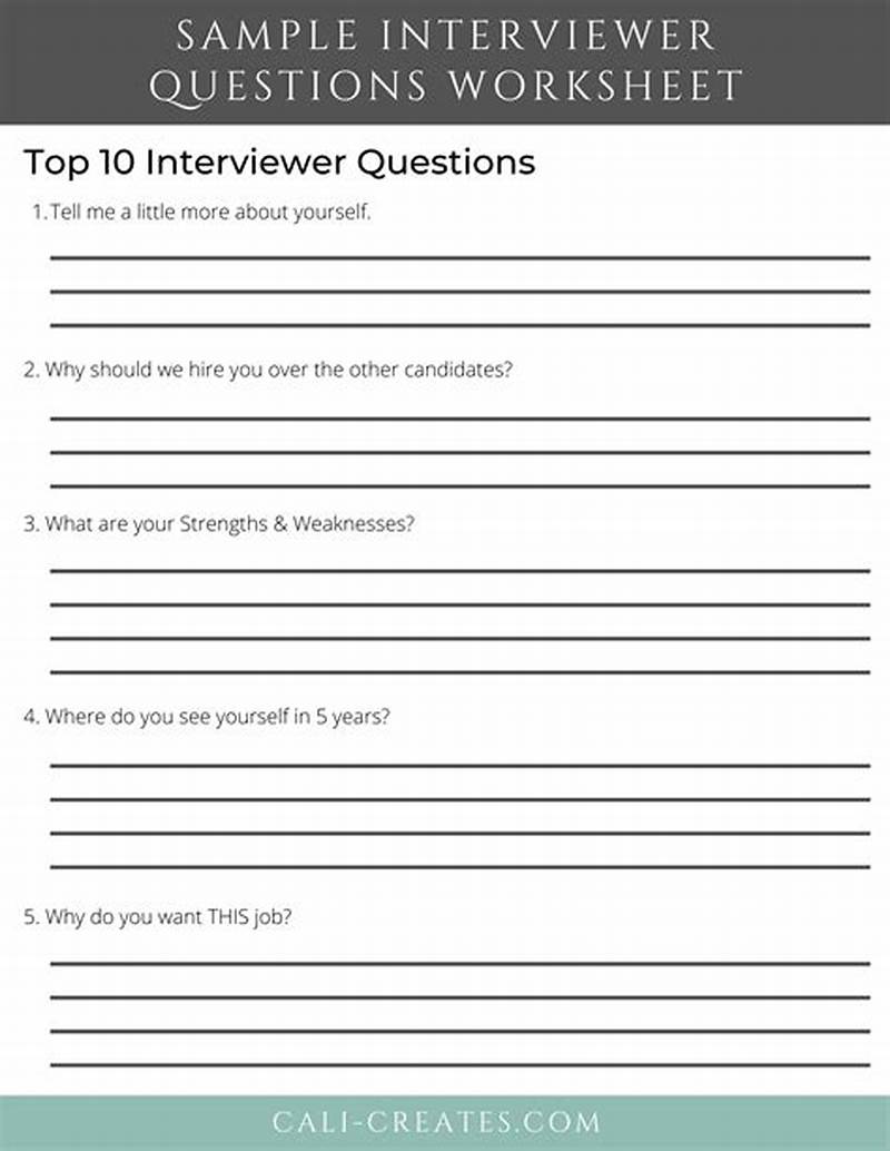 Printable Interview Questions Worksheet