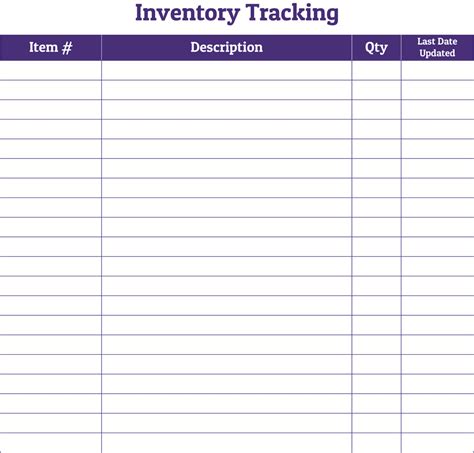 Printable Inventory Sheet Pdf