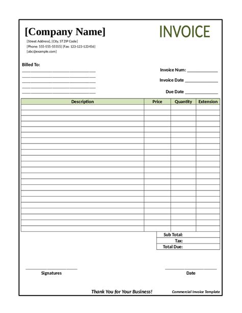 Printable Invoices Blank