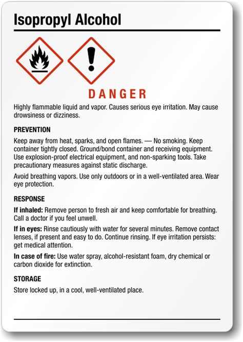 Printable Isopropyl Alcohol Label