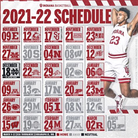 Printable Iu Basketball Schedule 2021-22