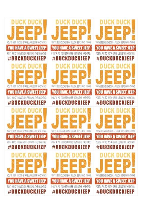 Printable Jeep Duck Tags